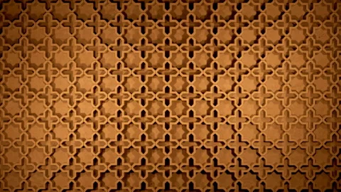 Eight pointed Moroccan star pattern carved wall. 3D model animation. Video stock 171867492