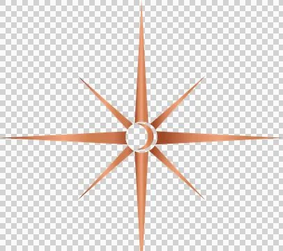 Eight-pointed star with center circle is glowing in transparent copper gradient Ilustración de archivo