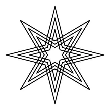 Eight-pointed star, an octagram with three symmetric offset lines Stock Illustration
