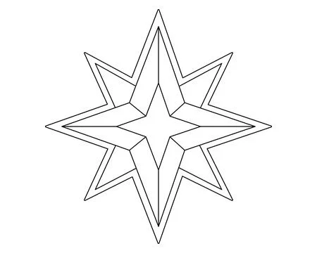 Eight-pointed star sketch - vector linear image for logo, pictogram or coloring. Stock Illustration