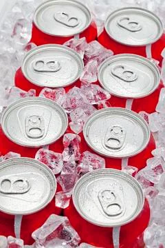 Eight pop cans Stock Photos