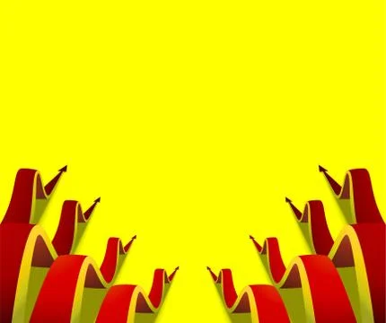 Eight red arrows going up on yellow background Stock Illustration
