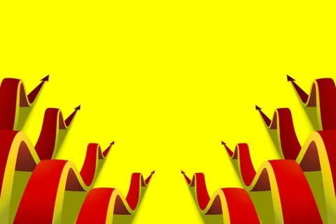 Eight red arrows going up on yellow background Stock Illustration