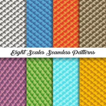 Eight Scales Seamless Patterns Stock Illustration