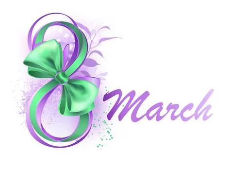 Eight with silk bow Stock Illustration