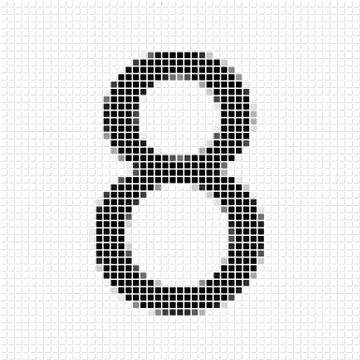 Eight. Simple geometric pattern of black squares in number eight Stock Illustration