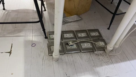 Eight sockets side by side on the wooden floor of the photography studio 스톡 동영상 300206002
