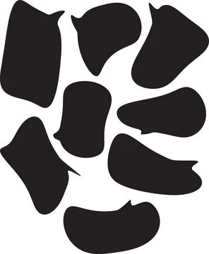 Eight solid black speech bubble shapes on a transparent background for design Stock Illustration