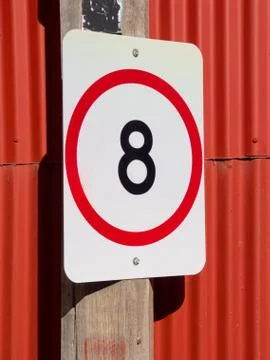 Eight speed limit on red Stock Photos