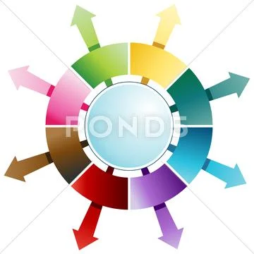 Eight step arrow compass chart Stock Illustration