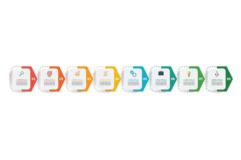 Eight steps template infographic Stock Illustration