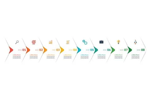 Eight steps template infographic Stock Illustration