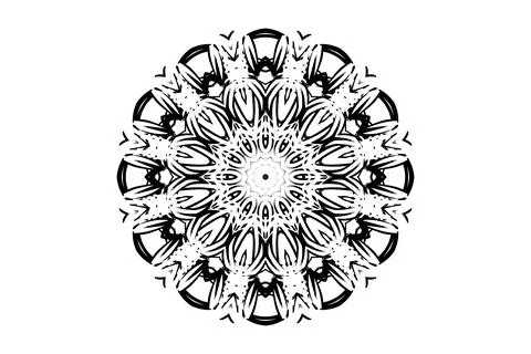 Eight Stylized Arms Mandala with Central Focal Point Design Stock Illustration