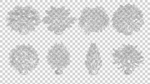 Eight trees in plan view isolated on transparent background for planning Stock Illustration