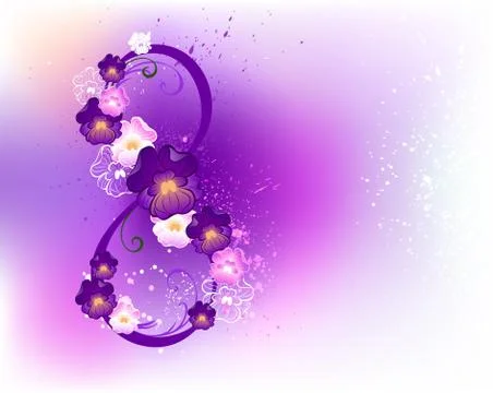 Eight of violets Stock Illustration