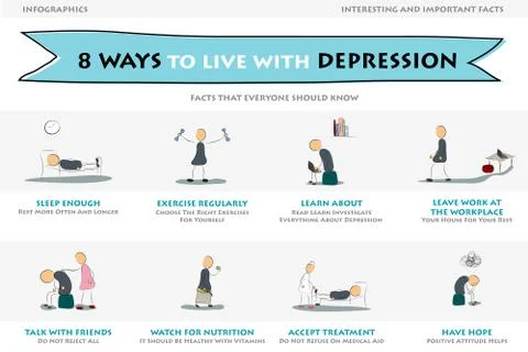 Eight ways to live with depression イラスト素材
