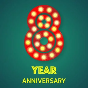 Eight year anniversary light background Stock Illustration