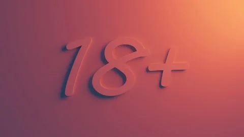 Eighteen plus 3D quality render on the wall background with soft shadow. Stock Footage 155616137