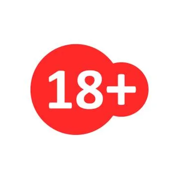 Eighteen plus icon in flat style. 18+ vector illustration on white isolated b Stock Illustration
