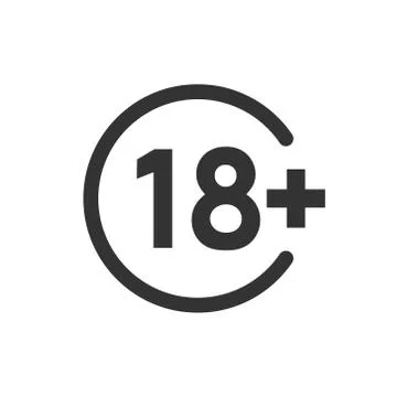 Eighteen plus icon in flat style. 18+ vector illustration on white isolated b 스톡 일러스트
