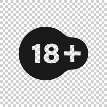 Eighteen plus icon in flat style. 18+ vector illustration on white isolated b Stock Illustration