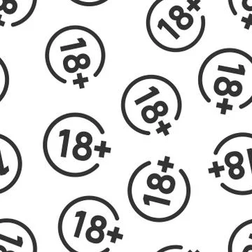 Eighteen plus icon in flat style. 18+ vector illustration on white isolated b 스톡 일러스트