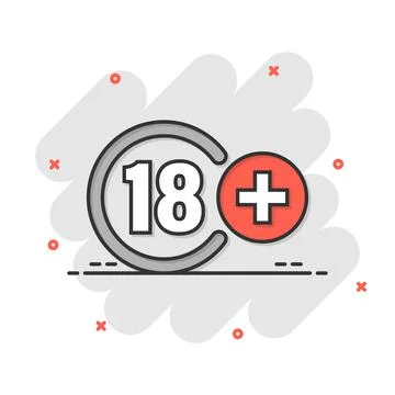 Eighteen plus icon in flat style. 18+ vector illustration on white isolated b Stock Illustration