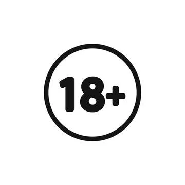Eighteen plus icon linear vector graphics sign Stockillustratie