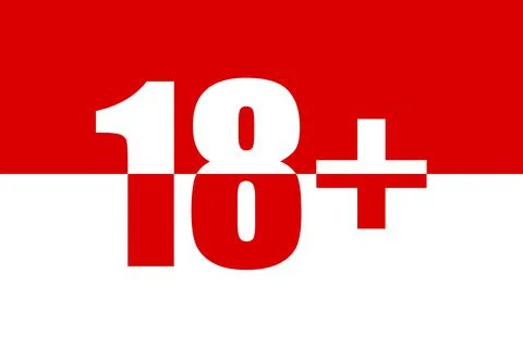 Eighteen plus. Numbers 18+. Caution sign, age of majority. Drinking age, limi Stock Illustration
