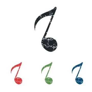 Eighth note grunge icon set Illustration