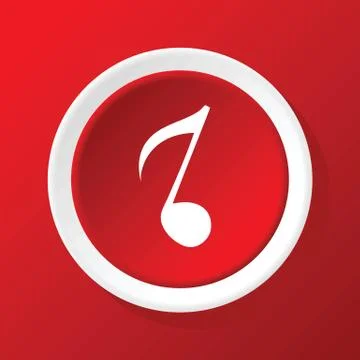 Eighth note icon on red Illustration