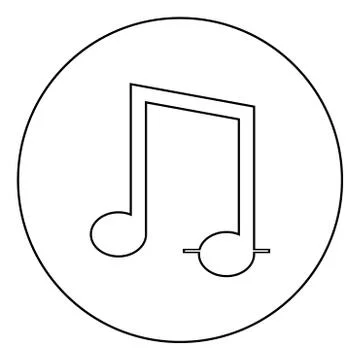 Eighth notes icon in circle round outline black color vector illustration fla Illustrazione stock