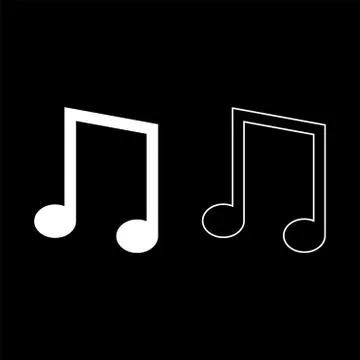 Eighth notes icon outline set white color vector illustration flat style imag Illustrazione stock