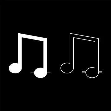 Eighth notes icon outline set white color vector illustration flat style imag Stock Illustration