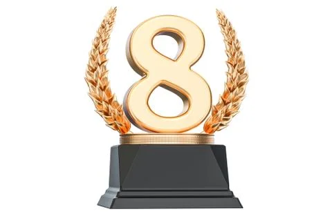 Eighth place trophy cup, 3D rendering Stock Illustration