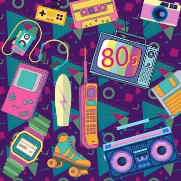 Eighties 80s objects Stock Illustration