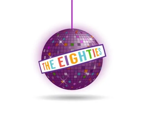 The eighties Disco Ball Dance . Vector Logo Stock Illustration
