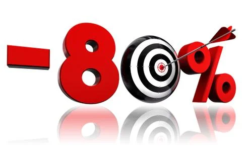 Eighty per cent red discount symbol with target Stock Illustration