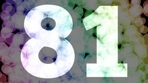 Eighty to eighty one years birthday fade in/out animation with color bokeh Stockbeeldmateriaal 108535672