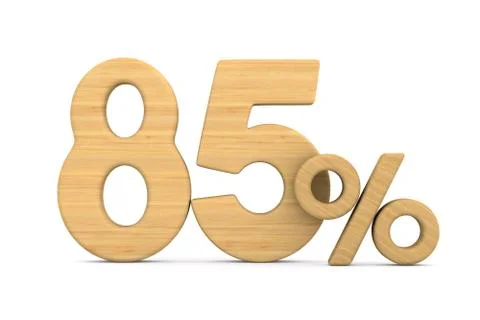 Eighty five percent on white background. Isolated 3D illustration イラスト素材
