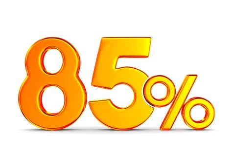 Eighty five percent on white background. Isolated 3D illustration イラスト素材