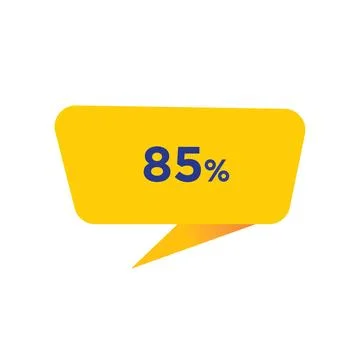 Eighty Five Percent - Yellow Speech Bubble. Button, Sign, Label, Icon. イラスト素材