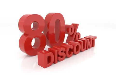 Eighty percent discount. 3D rendering. Stock Illustration