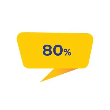 Eighty Percent - Yellow Speech Bubble. Button, Sign, Label, Icon, Tag, Badge. Illustrazione stock