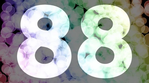 Eighty seven to eighty eight years birthday fade in/out animation with bokeh Stockbeeldmateriaal 108536359