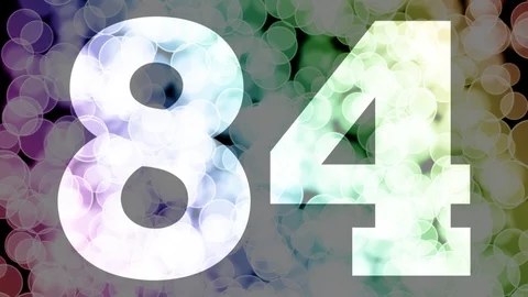 Eighty three to eighty four years birthday fade in/out animation with bokeh Stock Footage 108535857