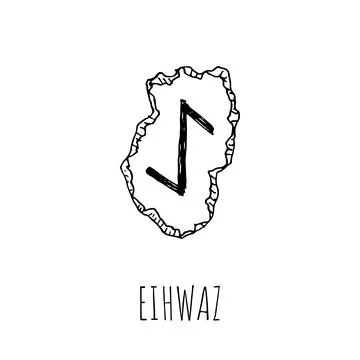 Eihwaz rune written on a stone. Vector illustration. Isolated on white. Stock Illustration