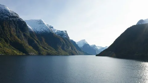 Eikesdalsvatnet drone dolly 4K Video stock 124335180