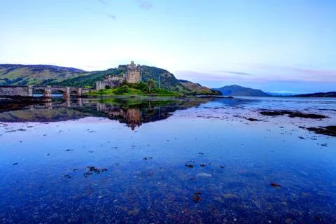 Eilan donan castle at sunset Stock Photos