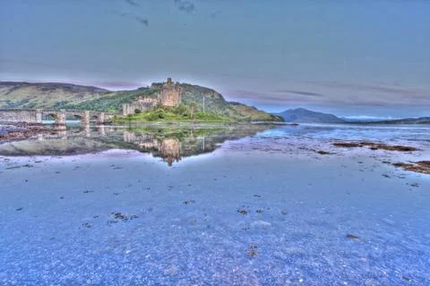 Eilan donan castle at sunset Stock Photos